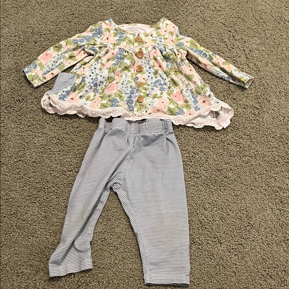 SweetHoney Floral and Striped Leggings Set